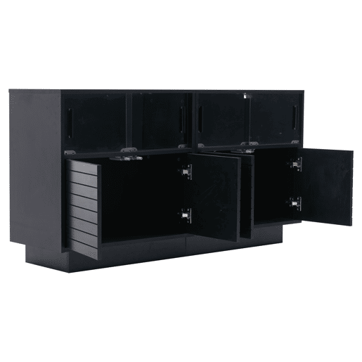 Móvel de arrumação 130x35x68 cm - Com 2 armários, 4 compartimentos, portas de vidro, com luz LED, moderno, com amplo espaço de arrumação