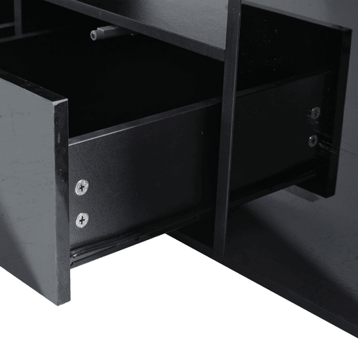 Mesa de centro 100x50x35 cm - Mesa de sala com LED, 2 gavetas, capacidade para 60 kg - Preta