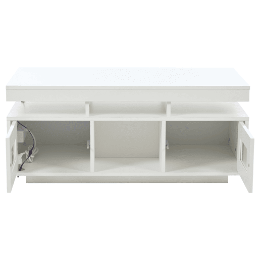Mesa de centro 100x50x43 cm - com luzes LED controláveis por app, mesa de sala com armário, mesa de sofá com porta de carregamento e tomada elétrica - branca Mesa de centro 100x50x43 cm - com luzes LED controláveis por app, mesa de sala com armário, mesa de sofá com porta de carregamento e tomada elétrica - branca