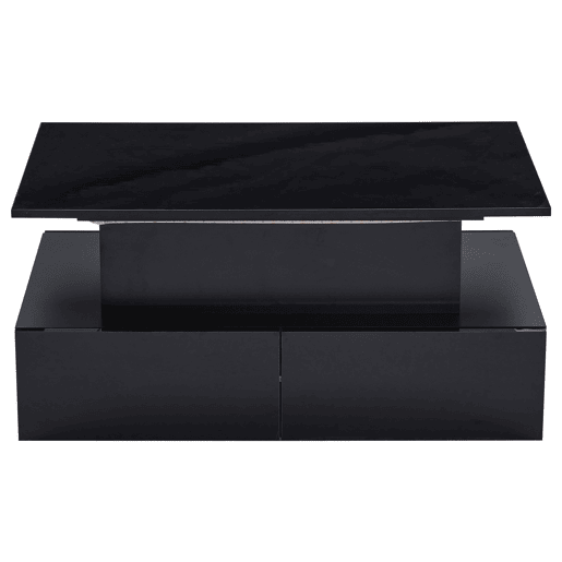 Mesa de sala moderna 90x55x41 cm - Mesa auxiliar com 4 gavetas e iluminação LED - Preta