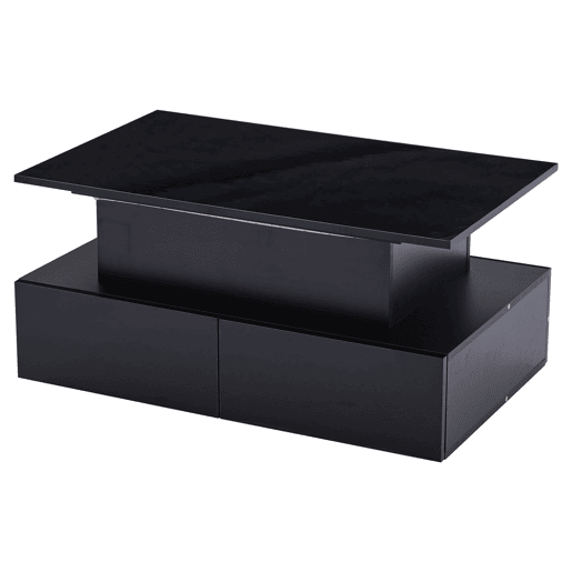 Mesa de sala moderna 90x55x41 cm - Mesa auxiliar com 4 gavetas e iluminação LED - Preta
