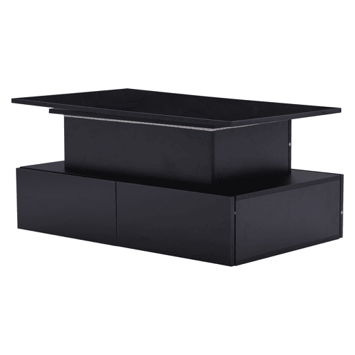 Mesa de sala moderna 90x55x41 cm - Mesa auxiliar com 4 gavetas e iluminação LED - Preta