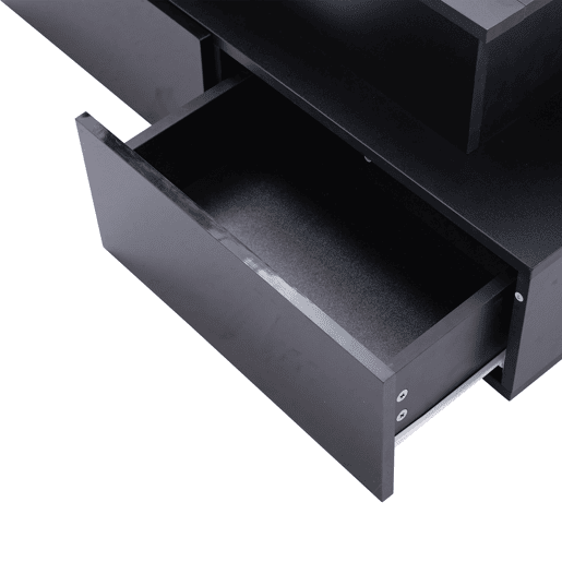 Mesa de sala moderna 90x55x41 cm - Mesa auxiliar com 4 gavetas e iluminação LED - Preta