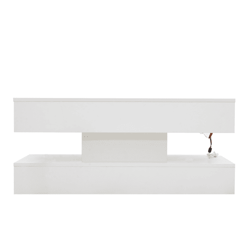 Mesa de centro 100x50x42 cm - Com iluminação LED e arrumação oculta - Branco