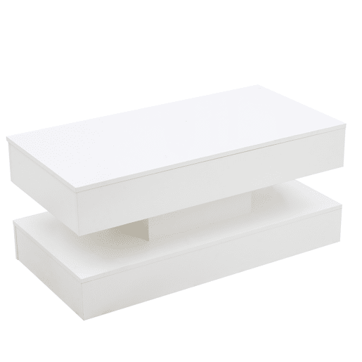Mesa de centro 100x50x42 cm - Com iluminação LED e arrumação oculta - Branco