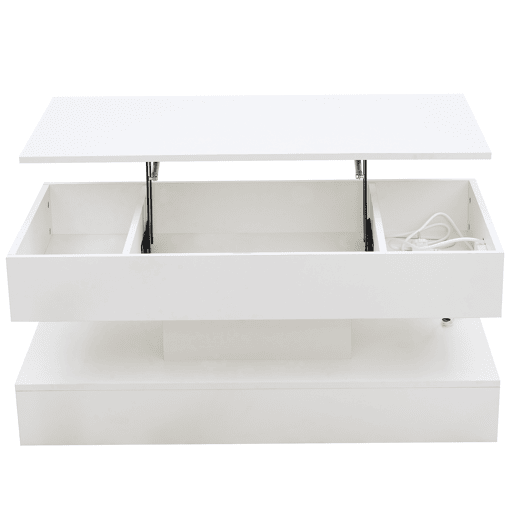 Mesa de centro 100x50x42 cm - Com iluminação LED e arrumação oculta - Branco