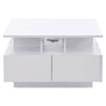 Mesa de centro 70x70x40 cm - Te Tisch de alto brilho, com luzes LED, mesa de sala com 4 gavetas, design geométrico - Branco