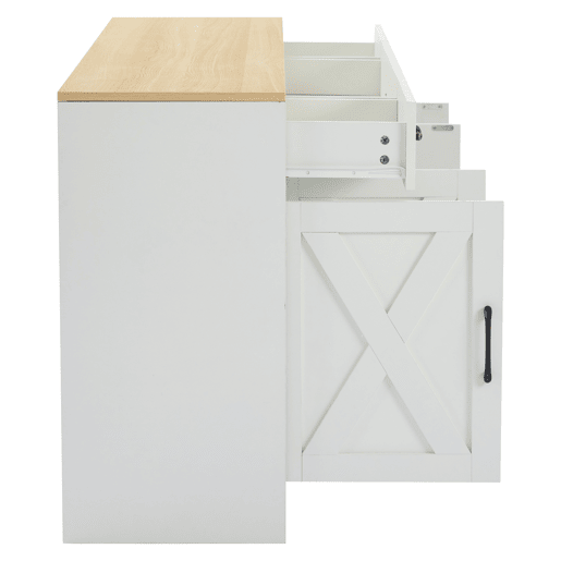Aparador moderno branco - Móvel multifuncional de madeira para sala de estarjantar - Branco