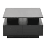 Mesa de centro 70x70x40 cm - Mesa de sala com 4 gavetas, design geométrico, com LED e superfície de alto brilho - Preto