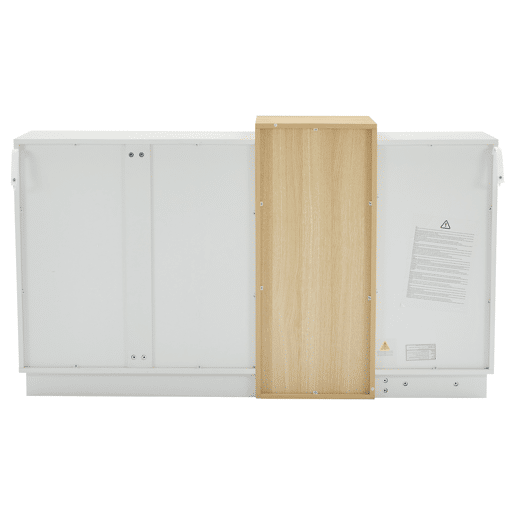 Aparador branco alto brilho - Armário moderno para sala de jantar com arrumação - Cor madeira