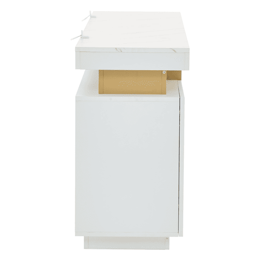 Móvel auxiliar 140x38x70 cm - 3 portas, com compartimentos ajustáveis e costuras platina - Branco