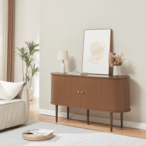 Aparador Mapia com 2 portas de correr 140x40x75 cm Aspeto de nogueira en.casa