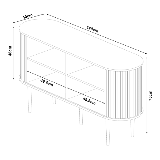 Aparador Mapia com 2 portas de correr 140x40x75 cm Aspeto de nogueira en.casa