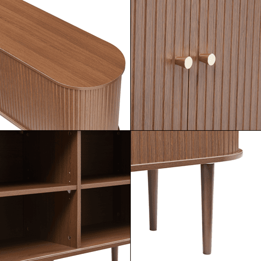 Aparador Mapia com 2 portas de correr 140x40x75 cm Aspeto de nogueira en.casa