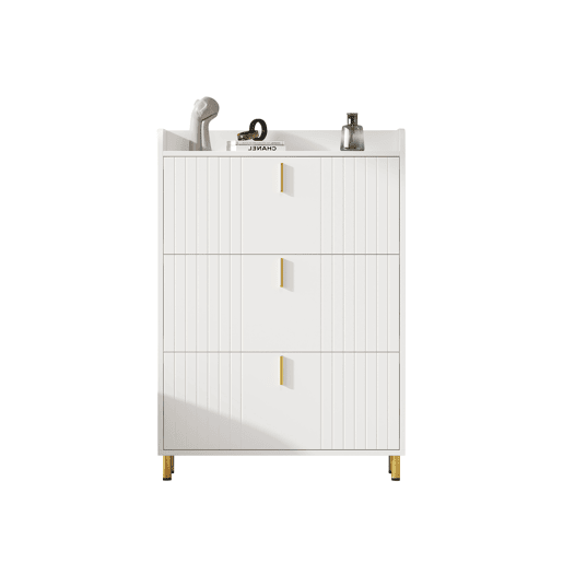 Sapateira estreita 80x23,5x123,5 cm - 3 portas, 6 compartimentos, ajustável, com dispositivo anti-capotamento - Branco Sapateira estreita 80x23,5x123,5 cm - 3 portas, 6 compartimentos, ajustável, com dispositivo anti-capotamento - Branco
