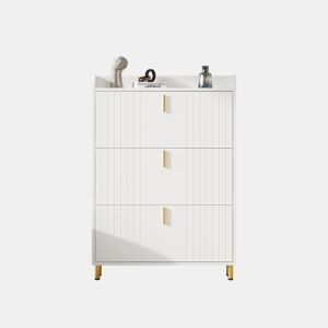Sapateira estreita 80x23,5x123,5 cm - 3 portas, 6 compartimentos, ajustável, com dispositivo anti-capotamento - Branco