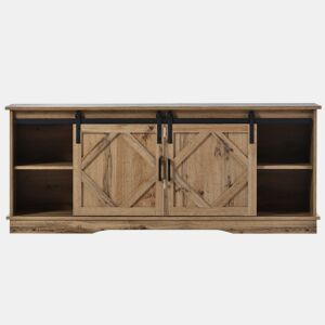 Móvel de TV grande 150x40x60 cm - 2 portas de correr, prateleiras ajustáveis, design moderno vintage - Castanho