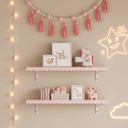 Conjunto de 2 prateleiras de parede para crianças Vestnes 80x17x4 cm Rosa en.casa