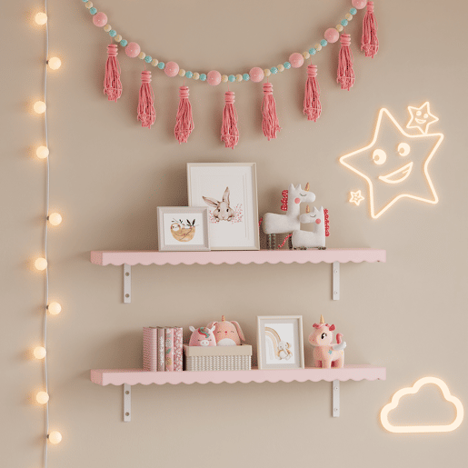 Conjunto de 2 prateleiras de parede para crianças Vestnes 80x17x4 cm Rosa en.casa