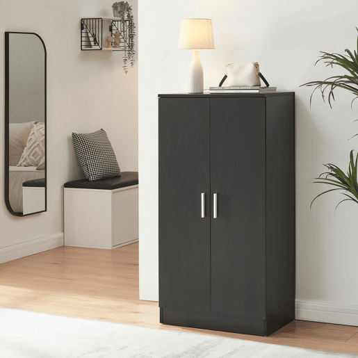Sapateira Notribontaa 2 portas 7 prateleiras 108x55x35 cm Preto en.casa