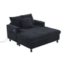 Poltrona chaise longue grande - com porta-copos laterais, portas USB, iluminação LED ambiente - Preto