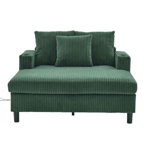 Poltrona chaise longue grande - Com apoio para bebidas, portas USB, iluminação LED ambiente - Verde