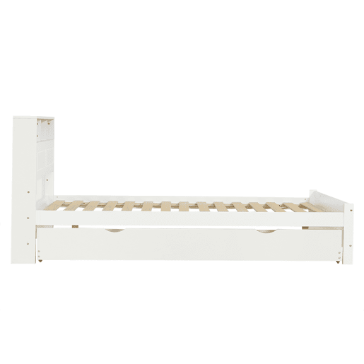 Cama de casal 120x200&90x190cm - Cama plana, cama familiar, com fitas de luz ambiente, porta de carregamento integrada, cama extraível, arrumação na cabeceira - Branco Cama de casal 120x200&90x190cm - Cama plana, cama familiar, com fitas de luz ambiente, porta de carregamento integrada, cama extraível, arrumação na cabeceira - Branco
