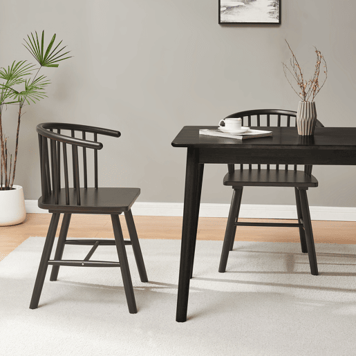 Conjunto de 2 cadeiras de jantar Stami 79x53x48cm madeira Preto en.casa