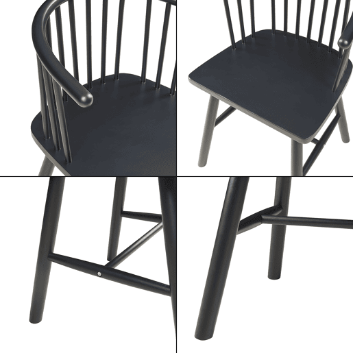 Conjunto de 2 cadeiras de jantar Stami 79x53x48cm madeira Preto en.casa