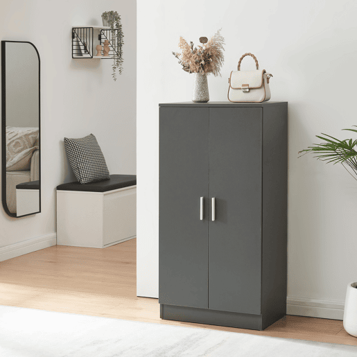 Sapateira Notribontaa 2 portas 7 prateleiras 108x55x35 cm Antracite en.casa
