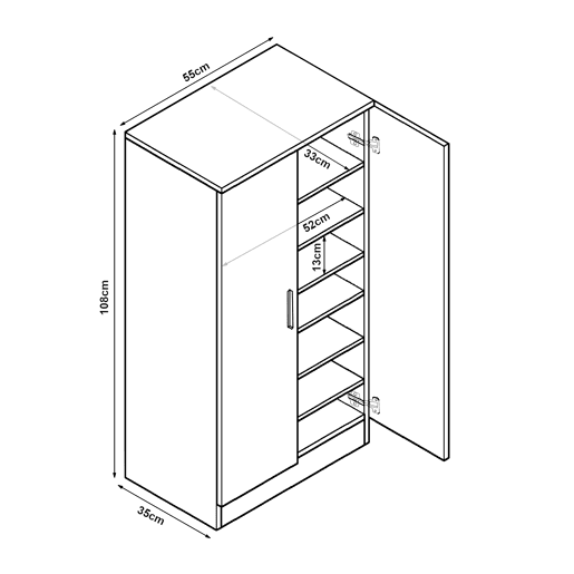 Sapateira Notribontaa 2 portas 7 prateleiras 108x55x35 cm Antracite en.casa
