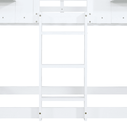 Beliche 90x200 cm - com escorregador, teto e janela, com proteção anticaída e escada de 3 degraus - branco
