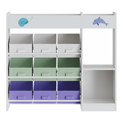 Estante para crianças Farusa com 9 caixas dobráveis 80x90x30 cm motivo Aqua Dream en.casa