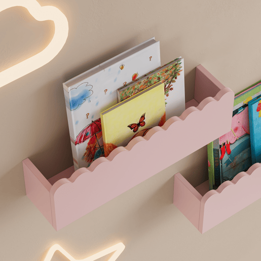 Conjunto de 2 prateleiras de parede para crianças Vestnes 40x10x10 cm Rosa en.casa