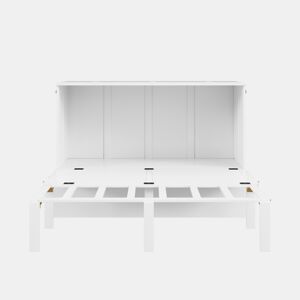 Cama rebatível 140x200 cm - Cama de parede com estrado, cama vertical com estrado, cama juvenil - Branca