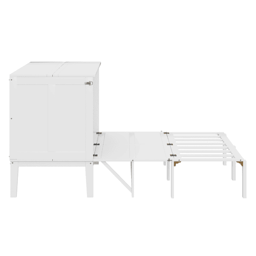 Cama rebatível 140x200 cm - Cama de parede com estrado, cama vertical com estrado, cama juvenil - Branca