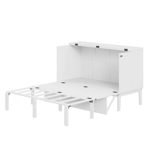 Cama rebatível 140x200 cm - Cama de parede com estrado, cama vertical com estrado, cama juvenil - Branca