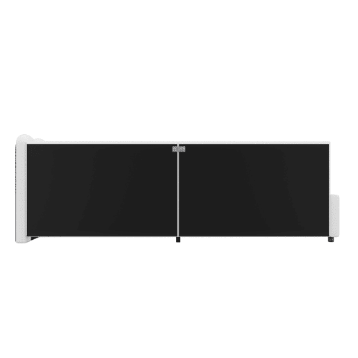 Cama Daybett 90x200 cm - Sofá-cama, luz ambiente LED com controlo remoto, cama com estrado (sem colchão), imitação de felpa - Branco