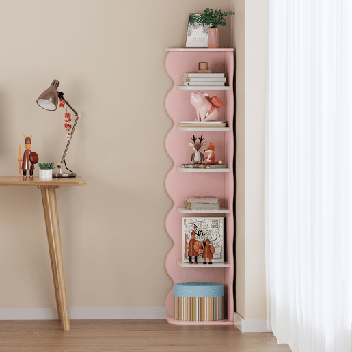 Prateleira de canto para crianças Vestnes MDF 108x27x27 cm RosaBranco en.casa