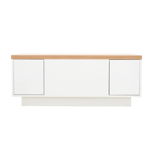 Mesa de centro moderna com mecanismo duplo elevável, arrumação oculta, suporta até 50 kg - BrancoNatural