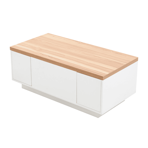 Mesa de centro moderna com mecanismo duplo elevável, arrumação oculta, suporta até 50 kg - BrancoNatural