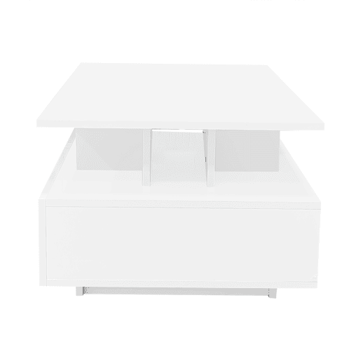 Mesa de centro moderna 90x55x41 cm - Com LED, 2 gavetas, design elegante - Branco