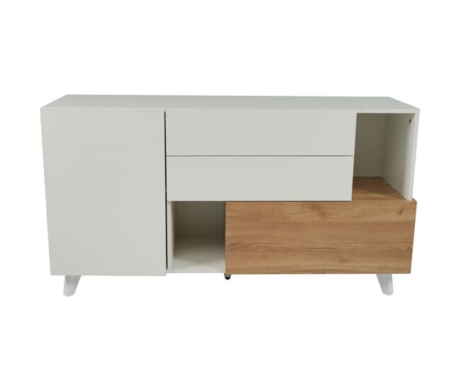 Aparador moderno 150 cm - sideboard con almacenamiento - blanco brillante