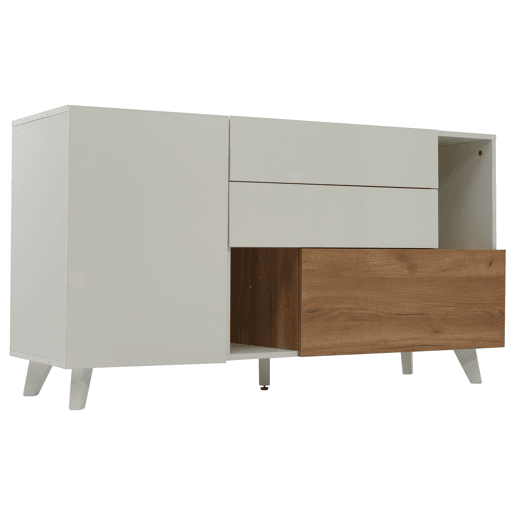 Aparador moderno 150 cm - Aparador com arrumação - Branco brilhante