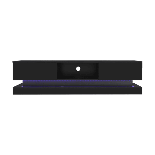 Móvel de TV 160x35x40,5 cm - Com LED, 2 gavetas, controlo de aplicação, design anti-queda - Preto