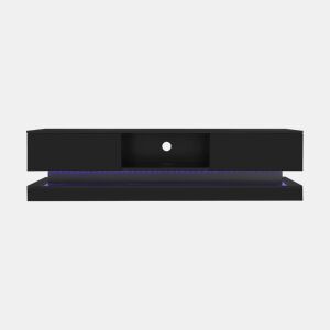 Móvel de TV 160x35x40,5 cm - Com LED, 2 gavetas, controlo de aplicação, design anti-queda - Preto