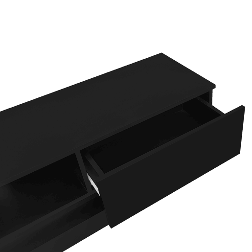 Móvel de TV 160x35x40,5 cm - Com LED, 2 gavetas, controlo de aplicação, design anti-queda - Preto