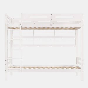 Cama alta infantil 90x200 - Com grade de segurança, prateleira aberta, escada de cinco degraus, amplo espaço de armazenamento - Branco