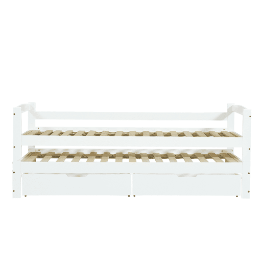 Cama extra 200x90190x90 - com estrado deslizante e 2 gavetas de arrumação - branco Cama extra 200x90190x90 - com estrado deslizante e 2 gavetas de arrumação - branco