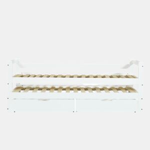 Cama extra 200x90190x90 - com estrado deslizante e 2 gavetas de arrumação - branco